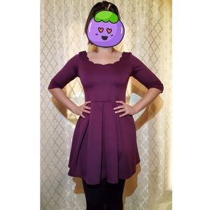 Scalloped Plum Mini Dress